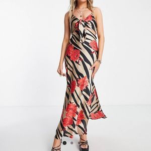 Midi dress by Topshop, Zebra and floral print
